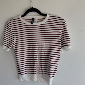 H&M Red and White Striped Knit Top